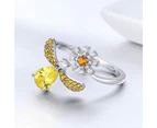 Solid 925 Sterling Silver Darling Bee Daisy Ring