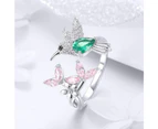 Solid 925 Sterling Silver Humming Bird Adjustable Fashion Ring