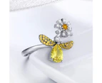 Solid 925 Sterling Silver Darling Bee Daisy Ring