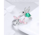 Solid 925 Sterling Silver Humming Bird Adjustable Fashion Ring