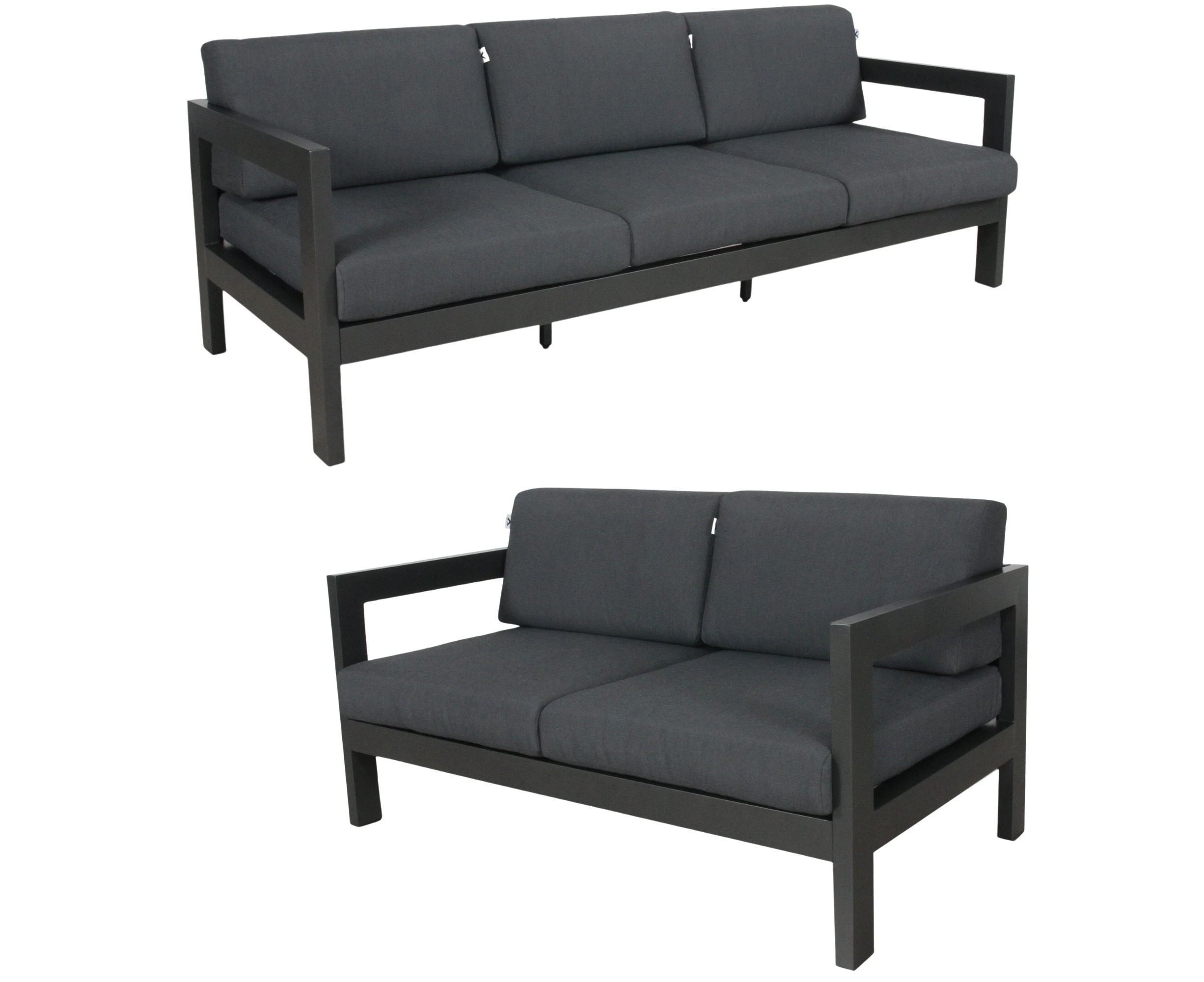 Outie 2pc Set 2+3 Seater Outdoor Sofa Lounge Aluminium Frame Charcoal