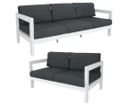 Outie 2pc Set 2+3 Seater Outdoor Sofa Lounge Aluminium Frame White