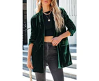 Azura Exchange Velvet Blazer with Convenient Pockets - Green