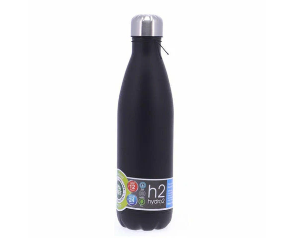 h2 hydro2 Quench Double Wall Stainless Steel Water Bottle 750ml   - Black