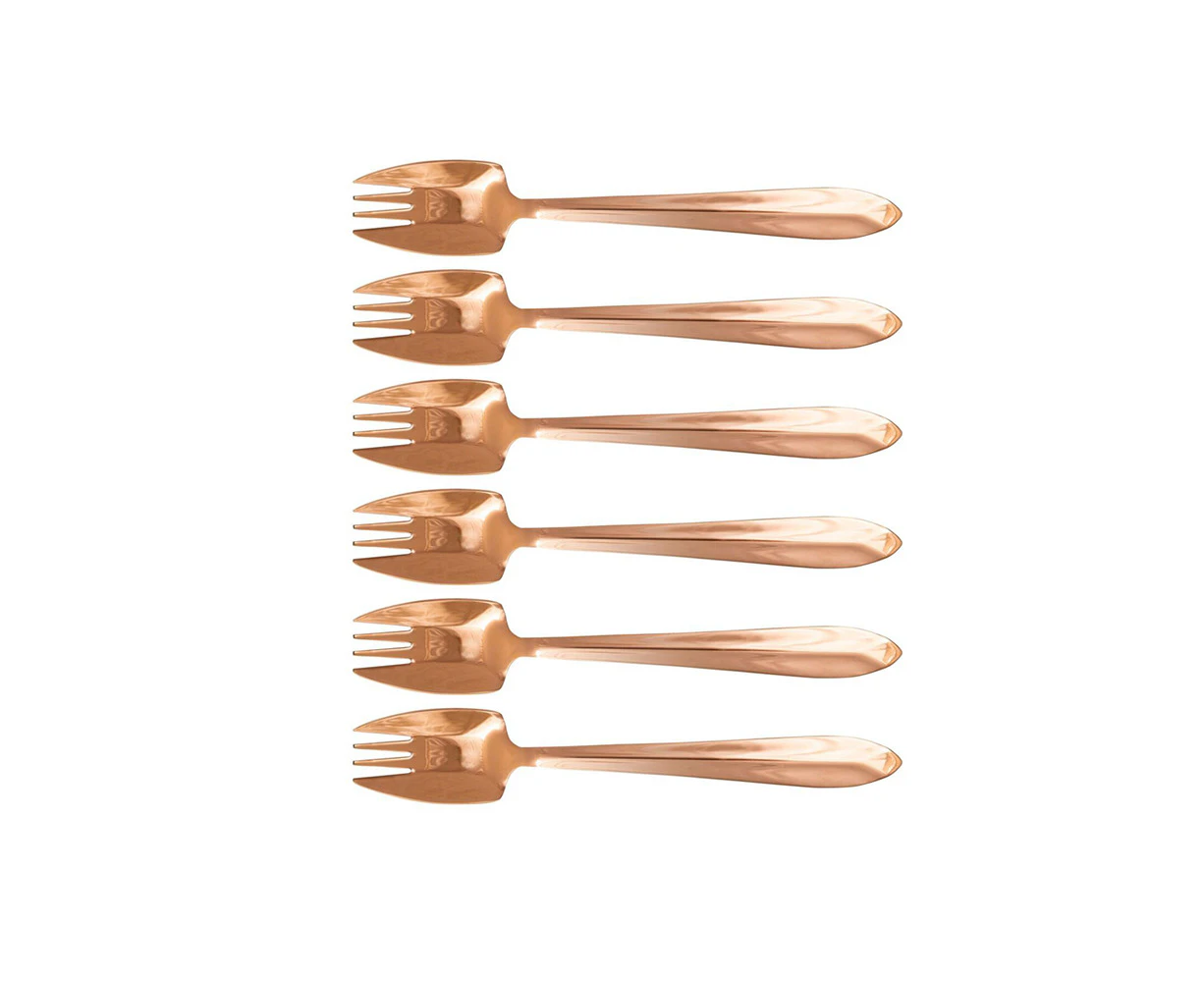 6pc Splayd Black Label All-in-One SS Mirror Knife Spork Utensil Set Rose Gold