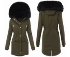 Women's Hooded Warm Winter Coat Multi Size Parka Faux Fur Lined Jacket Coat-red
