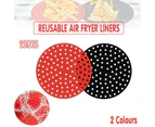 20cm Reusable Air Fryer Liners Non-Stick Silicone Air Fryer Basket Mat Round - Red