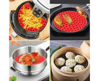 20cm Reusable Air Fryer Liners Non-Stick Silicone Air Fryer Basket Mat Round - Red