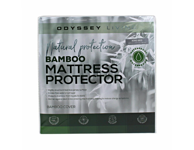 Odyssey Living Bamboo Mattress Protector - White