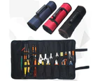22 Pocket Tool Roll Fold Spanner Canvas Case Wrench Storage Bag Multifunctional - Red