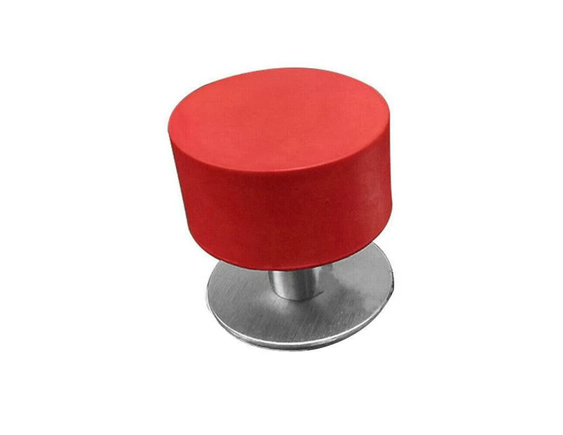 Non Punch Door Stopper Self Adhesive Heavy Duty Stainless Steel Rubber Stopper - Red