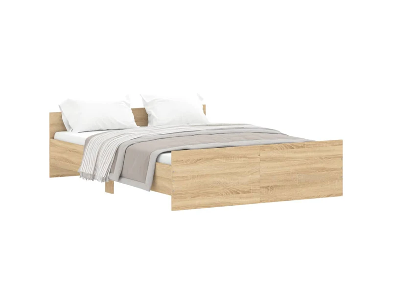 vidaXL Bed Frame with Headboard and Footboard Sonoma Oak 135x190 cm