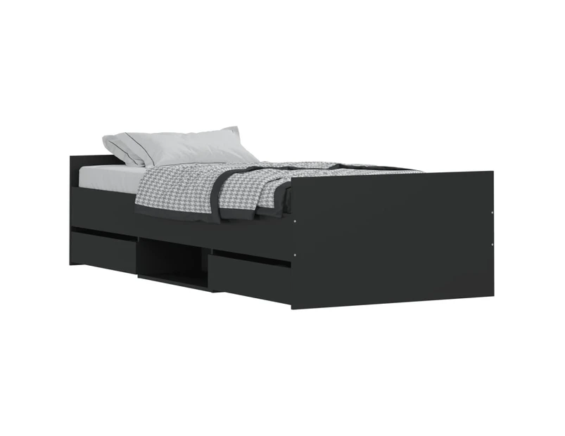 vidaXL Bed Frame with Headboard and Footboard Black 90x190 cm