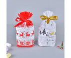 10Pcs Christmas Elk Candy Bags - Plastic Treat Biscuit Pouches 15*23.5cm - 10Pcs Bag-Red Tree