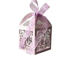 10Pcs Laser Cut Wedding Candy Gift Boxes - Light Purple