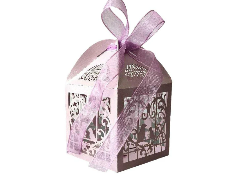 10Pcs Laser Cut Wedding Candy Gift Boxes - Light Purple