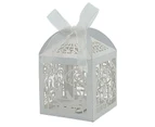10Pcs Laser Cut Wedding Candy Gift Boxes - Blue