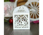 10Pcs Laser Cut Wedding Candy Gift Boxes - Silver