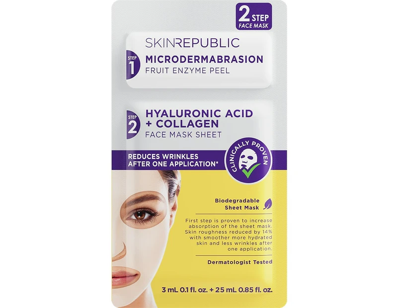 Skin Republic 2 Step Hyaluronic Acid + Collagen Face Mask