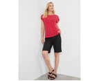 NONI B - Womens -  Spot Print Knit Top - True Red