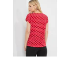 NONI B - Womens -  Spot Print Knit Top - True Red