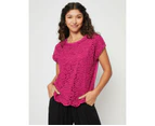 MILLERS - Womens -  Extended  Sleeve Crochet Top - Cerise