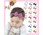 2 Pcs Baby Girl Infant Toddler Linen Elastic Bow Hairband Headband Hair Clip - Ginger