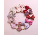 2 Pcs Baby Girl Infant Toddler Linen Elastic Bow Hairband Headband Hair Clip - Ginger