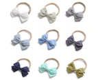 2 Pcs Baby Girl Infant Toddler Linen Elastic Bow Hairband Headband Hair Clip - Ginger