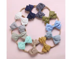 2 Pcs Baby Girl Infant Toddler Linen Elastic Bow Hairband Headband Hair Clip - Grey