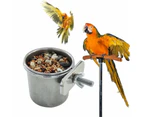 2X 4/5/6Cm Parrot Pet Stainless Steel Food Water Bowl Bird Feeder Crate Cage
