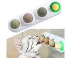Cat Toy Catnip Ball Lick Solid Nutrition Help Digestion Wall Mount Hair Remover - Pink