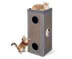 Costway 99cm 3-Tier Cat Tower 2in1 Kitty Condo House Scratching Post w/Detachable Cover, Grey
