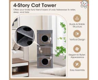 Costway 99cm 3-Tier Cat Tower 2in1 Kitty Condo House Scratching Post w/Detachable Cover, Grey