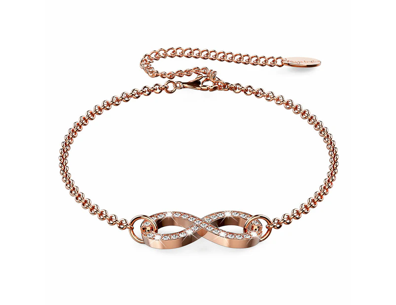 Infinity Bracelet Embellished with Swarovski® Crystals in Rose Gold