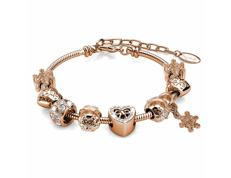 Rose Gold Snowflake Beaded Bracelet Embellished with Swarovski® Crystals