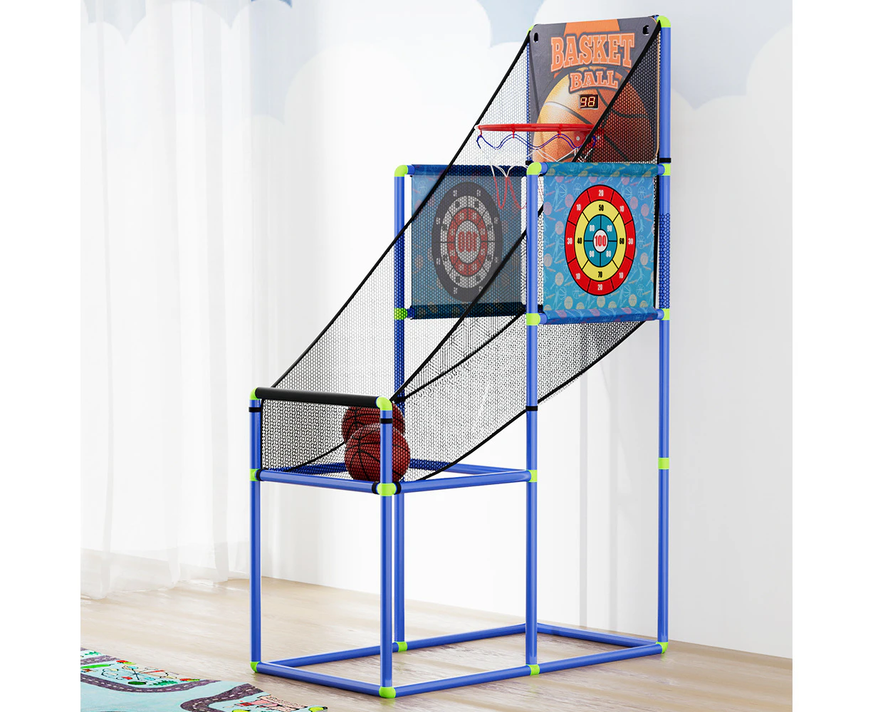 Basketball Arcade Game Electronic Scorer 3 Games Adjustable Kids Blue