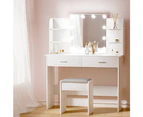 Artiss Dressing Table Set Stool 10 Led Bulbs White Dulcea