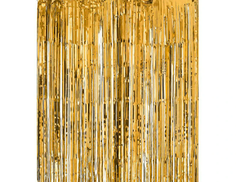 Metallic Tinsel Curtain Foil Backdrop Function Party Decoration Birthday Event - Gold