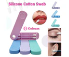 Reusable Cotton Swab Ear Cleaning Cosmetic Safety Silicone Cotton Buds Sticks - Pink