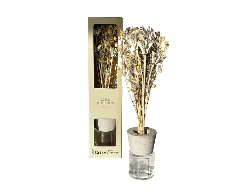 Urban Dried Floral 50ml Scented Cotton Reed Diffuser Home/Room Fragrance Grey