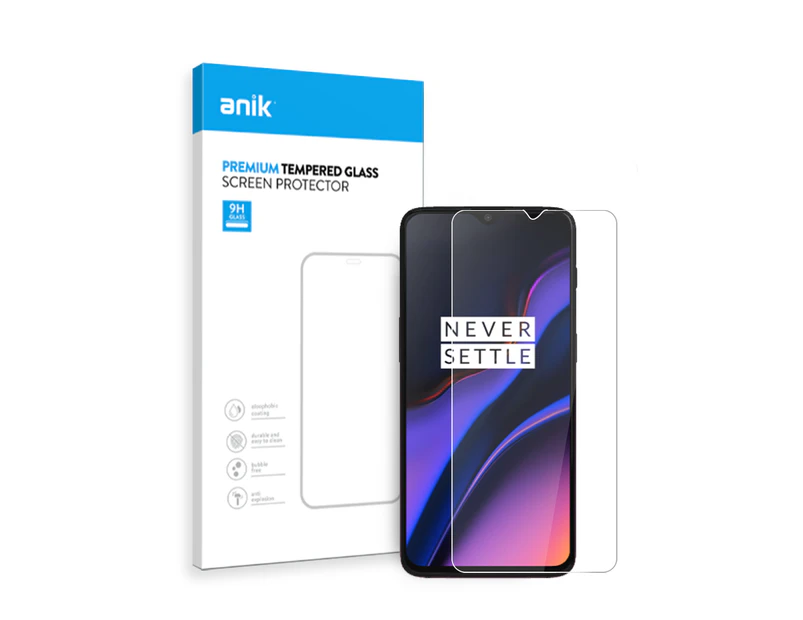 OnePlus 6T Compatible Clear Tempered Glass Screen Protector Of Anik With Premium Full Edge Coverage High-Quality - Standard, Double Pack