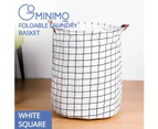 GOMINIMO Multipurpose Laundry Basket Round Foldable Bin Organiser White Square
