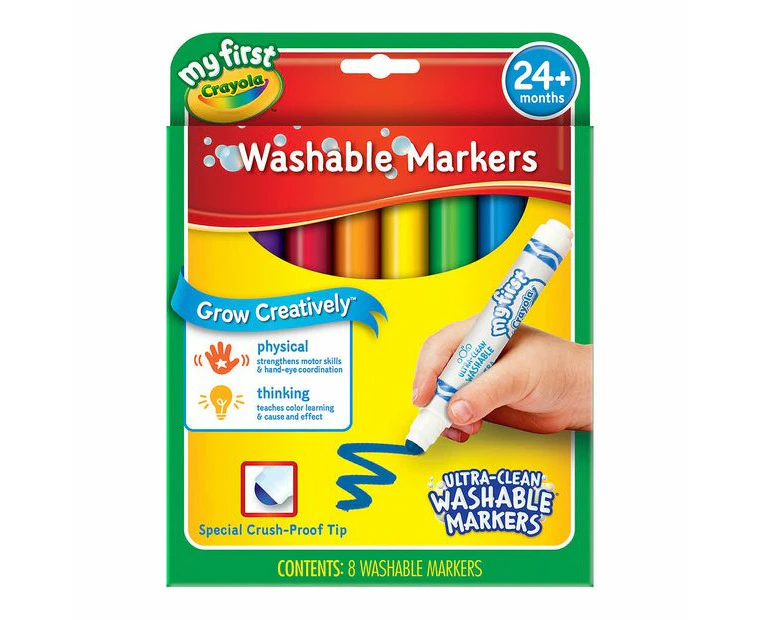 8pc Crayola Washable Kids/Childrens Art Creative My First Colouring Markers Set