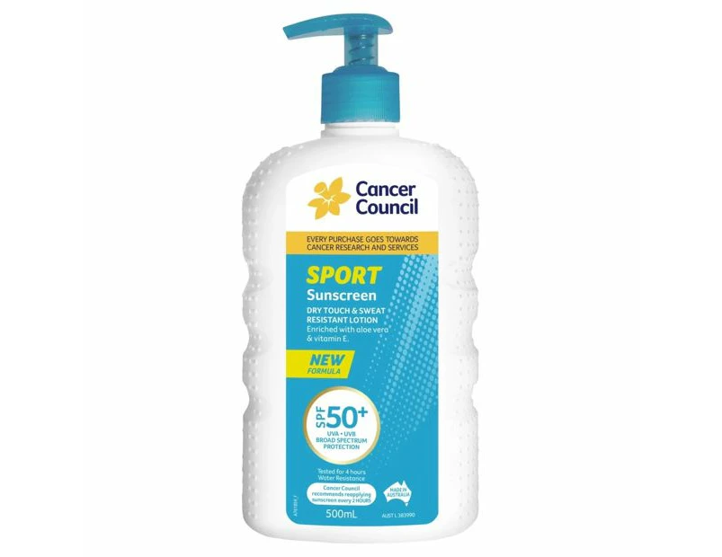 Cancer Council Sport Dry Touch Sweat Resistant SPF50 500mL - Blue