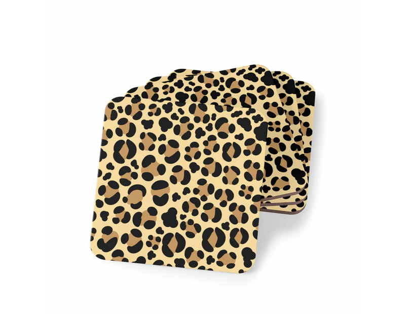Stubbyz Leopard Print Coaster - Square, 4-piece set