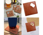 Square Leathers Coaster Small Bottle Opener Presents Wedding Favors Beer Openers Tool Novel Groomsmen Gift for Guests-Color-Gray