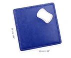 Square Leathers Coaster Small Bottle Opener Presents Wedding Favors Beer Openers Tool Novel Groomsmen Gift for Guests-Color-Blue