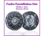 Twelve Constellations Coin Sun and Moon Challenge Medal Double-sided Embossed
