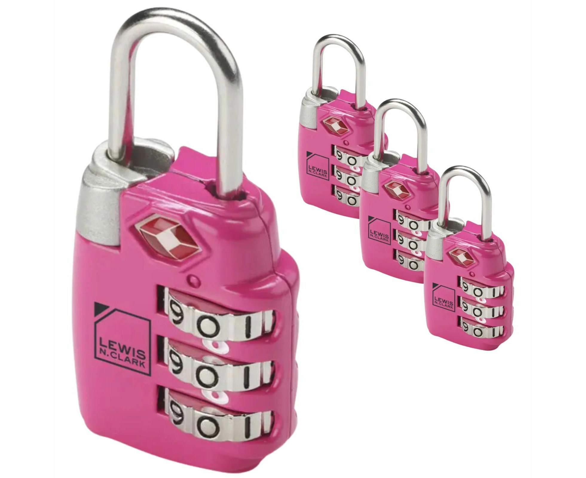 4x Lewis N. Clark PadLock Suitcase TSA Approved Combination Lock Travel - Pink